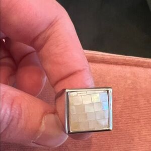 Lia Sophia Square Mother-of-Pearl Inlay Ring - White